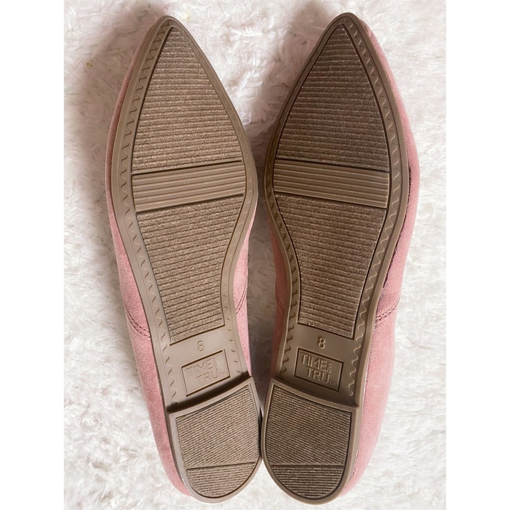 Pointed Toe Flats, Pink Suede - Picture 4 of 6